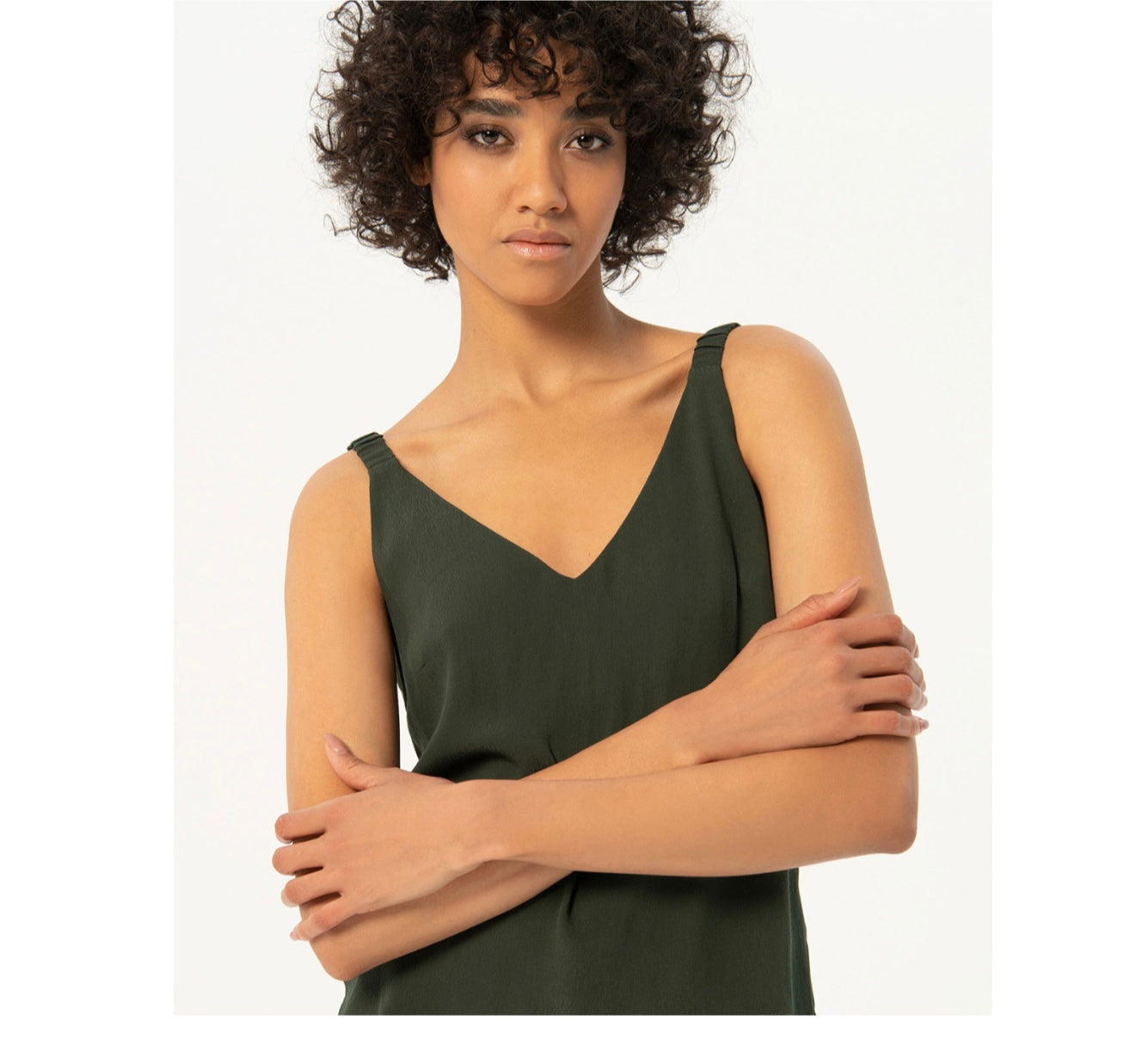 Surkana Espa Crepe Vest Top - Khaki