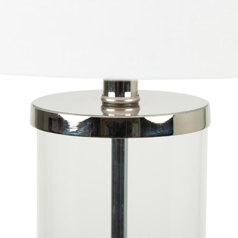 Luna Clear Glass Table Lamp with White Linen Shade - 66.7cm