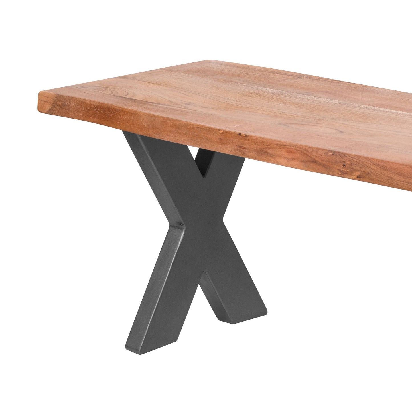 Live Edge Collection Dining Bench - Grey Metal X Leg