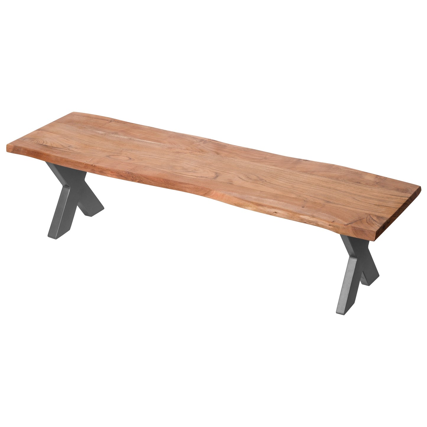 Live Edge Collection Dining Bench - Grey Metal X Leg