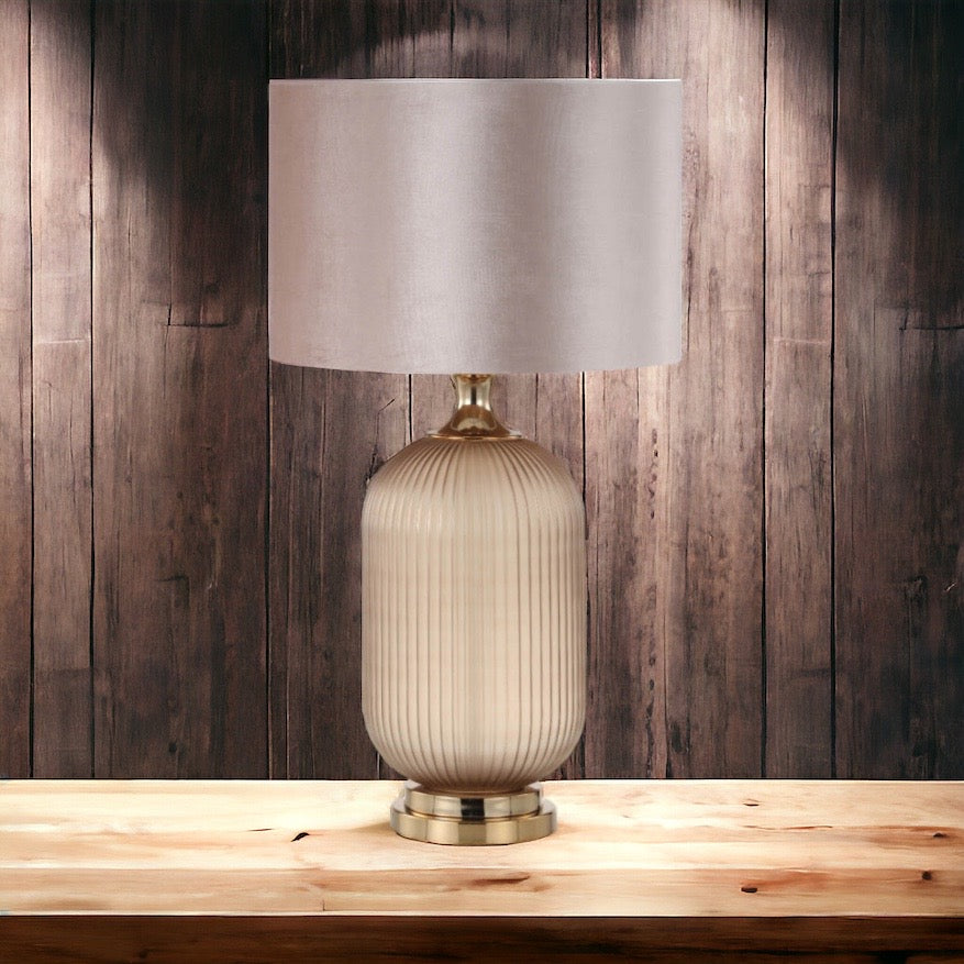Valentino Tall Lamp with Champagne Velvet Shade 77.5cm
