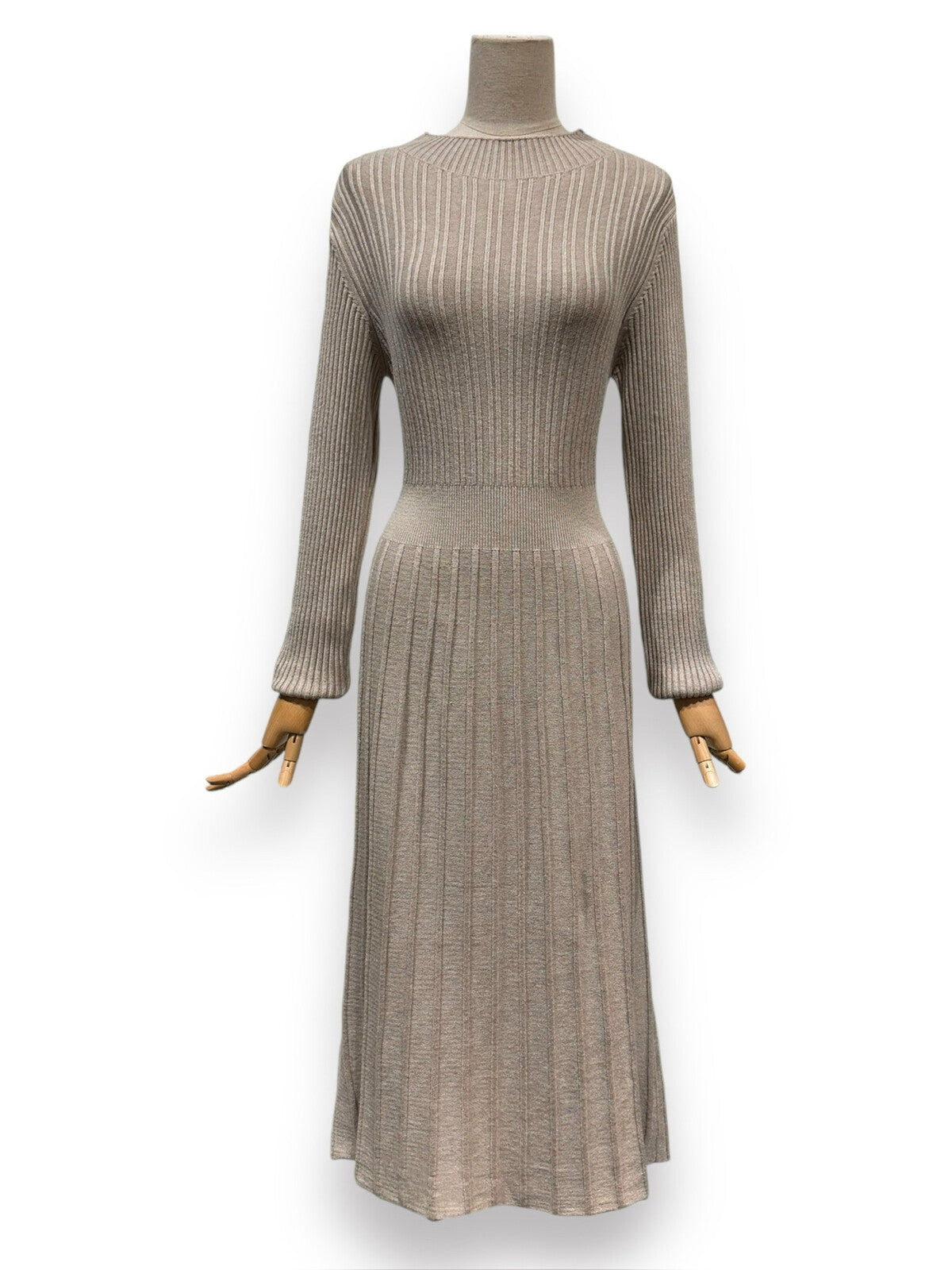 Knitted A Line Stretch Ribbed Knit Dress - 4 Colours