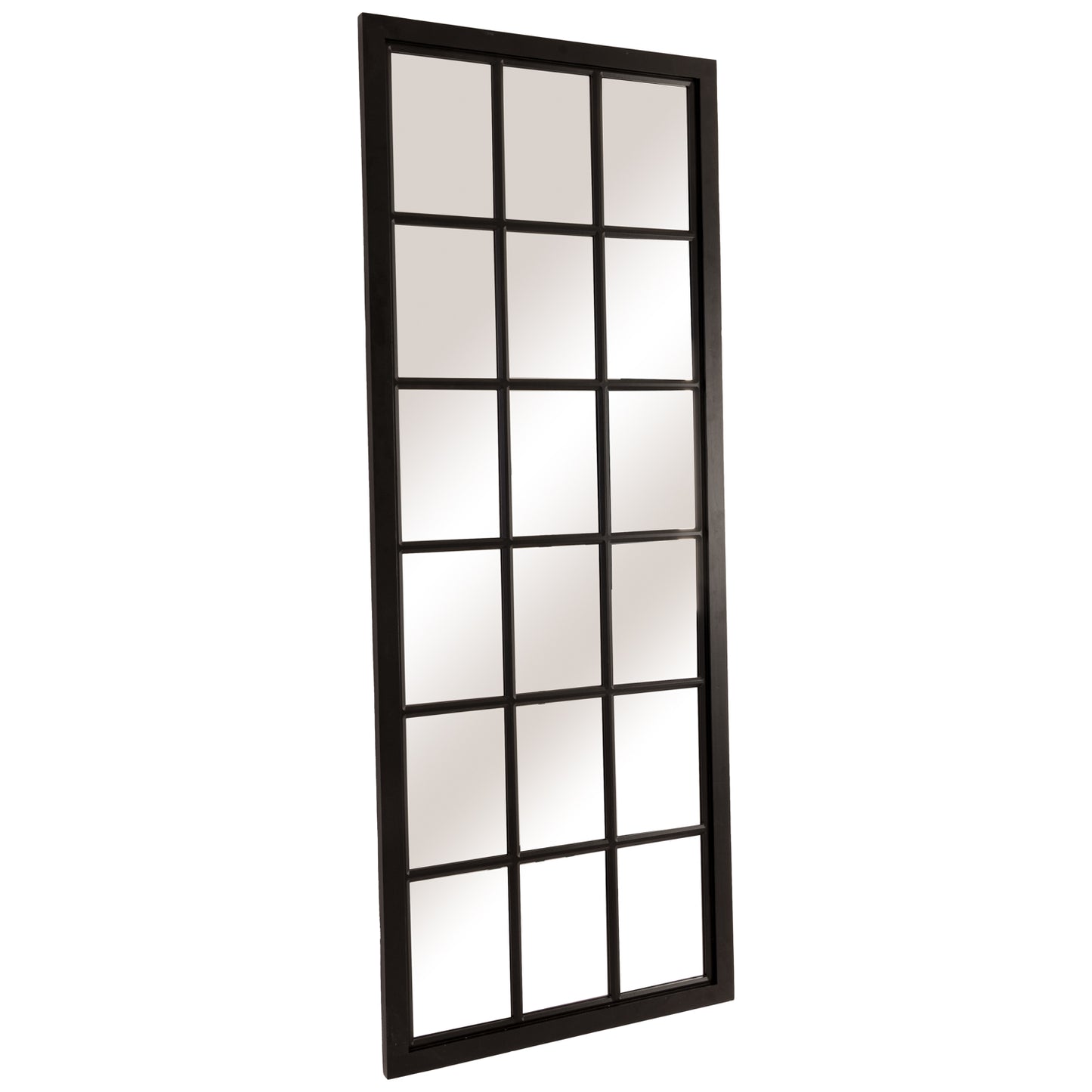Tall Black Wooden Window Mirror - 70 x 180