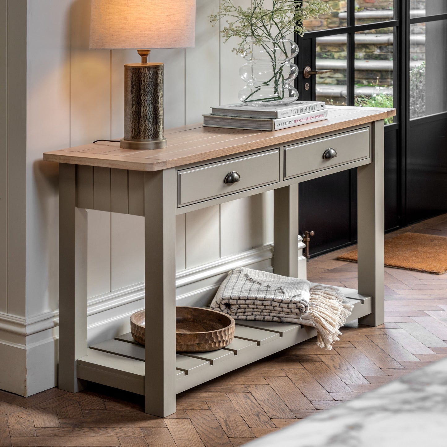 Tilda 2 Drawer Console - Soft Sage Painted Finish
