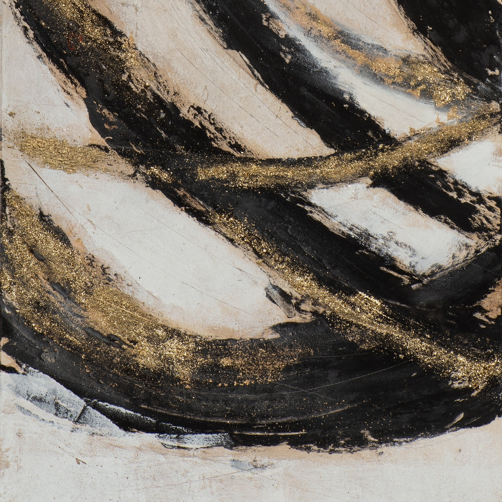 Circling Memory Large Black/Gold Foiled Wall Art - 2 piece set