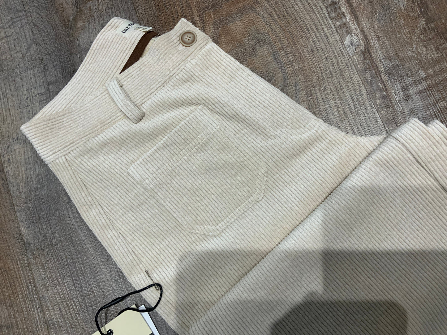 Paz Torras Cream Soft Cord Wide Leg Trousers