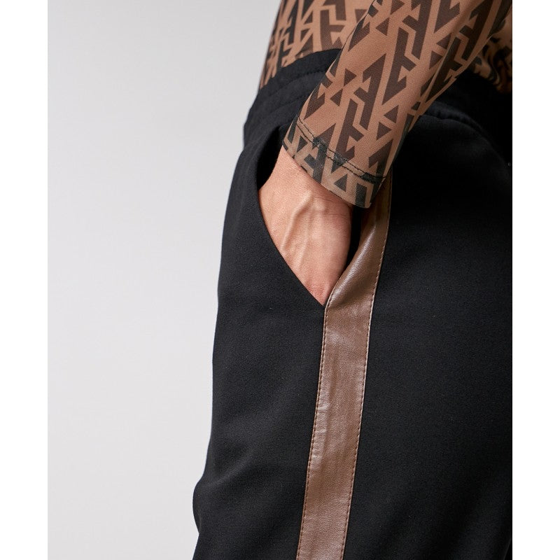 Access Fashion Dress Pants with Faux Leather Stripe