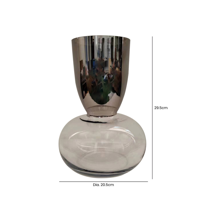 Chrome & Clear Base Glass Vase - 3 Size Options
