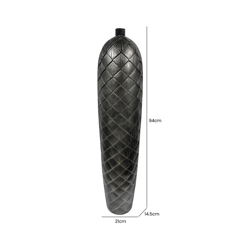 Aria Gunmetal Grey Polyresin Vase - 2 Sizes - 61cm & 94cm