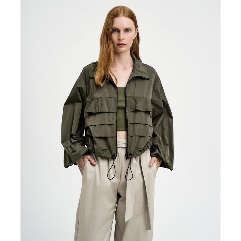 Access Fashion Bomber Jacket with Ruffles