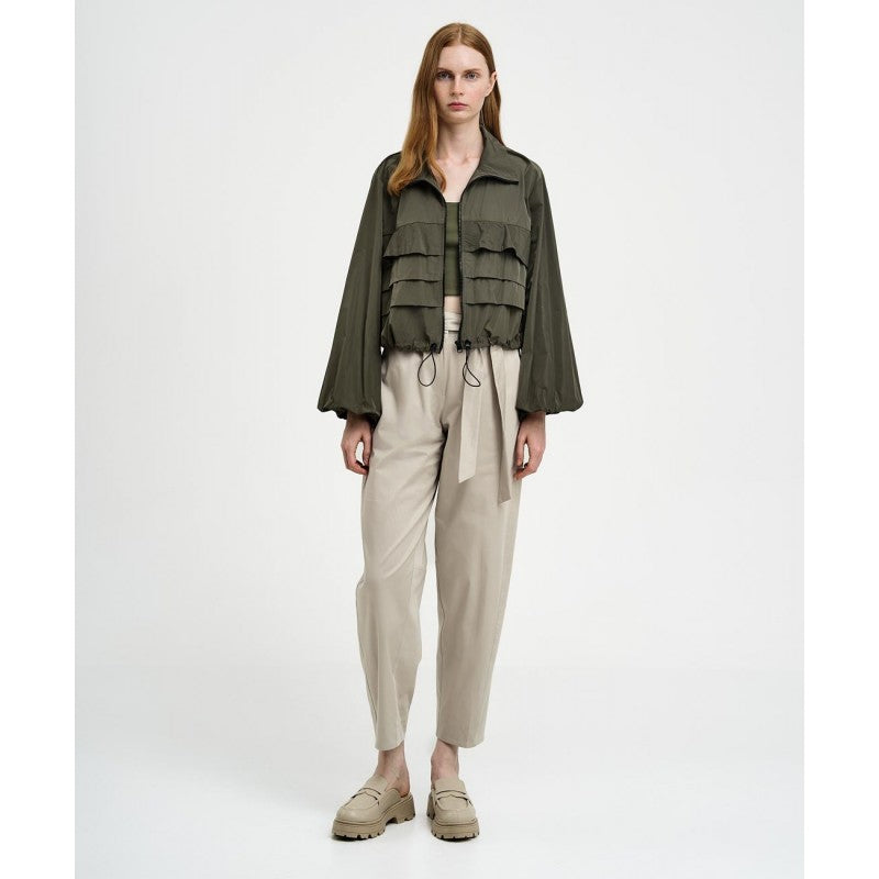 Access Fashion Bomber Jacket with Ruffles