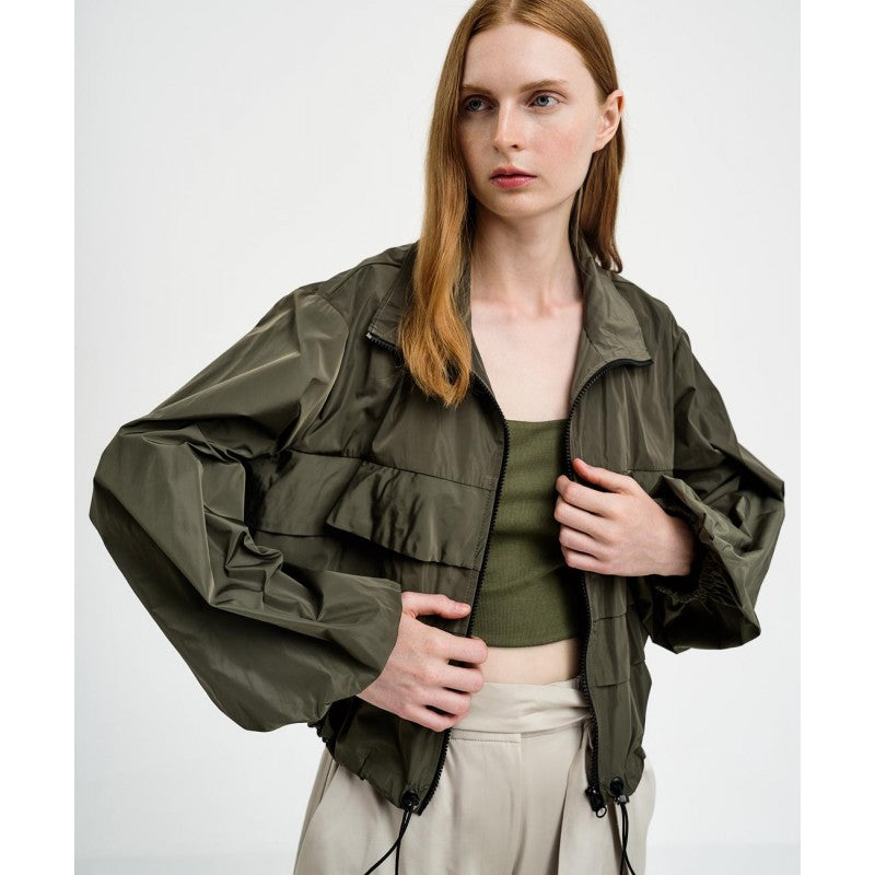 Access Fashion Bomber Jacket with Ruffles
