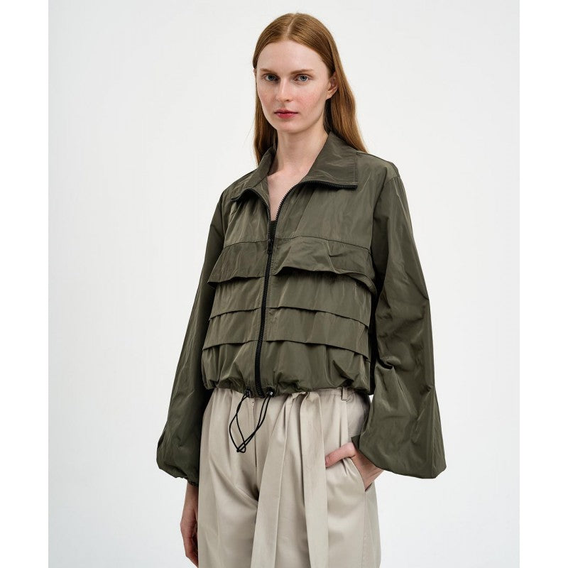 Access Fashion Bomber Jacket with Ruffles