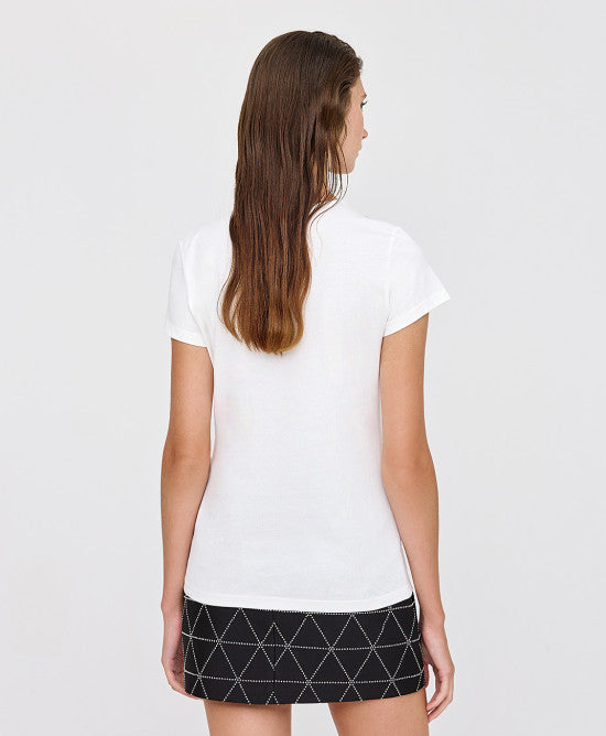 Access Fashion Cut Out Rhinestone T-Shirt - White