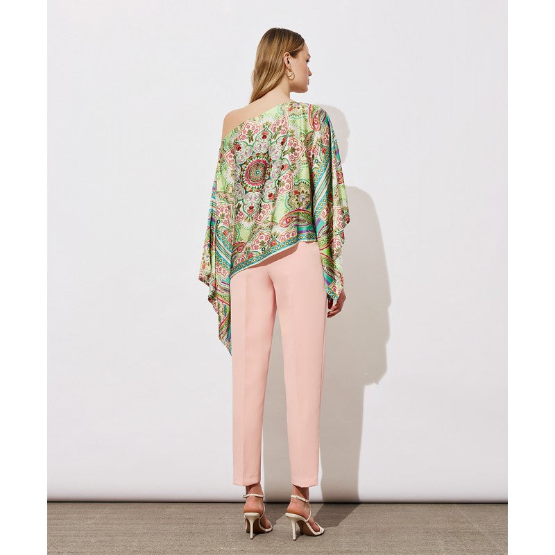 Access Fashion Satin Off Shoulder Printed Blouse