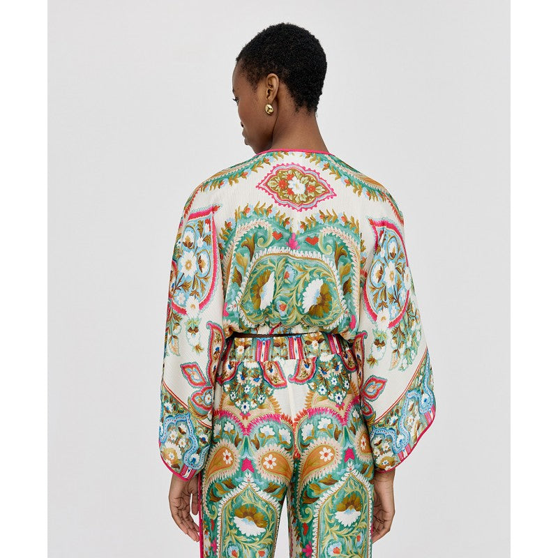 Access Fashion Printed Cropped Wrap Blouse