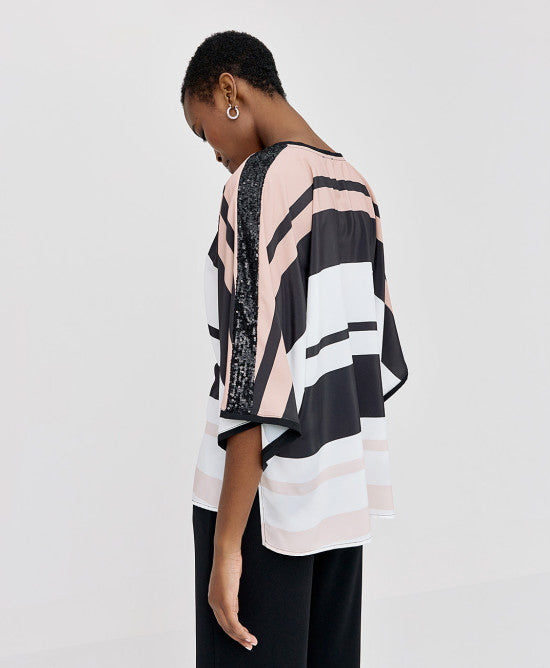 Access Fashion Striped blouse with sequin shoulders