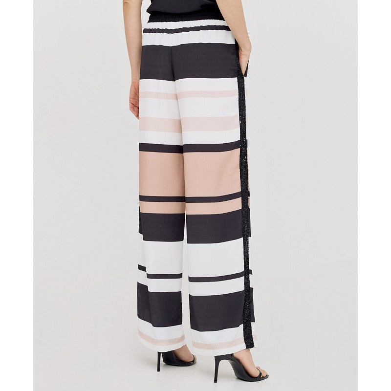 Access Fashion Striped Trousers with Sequin Panel