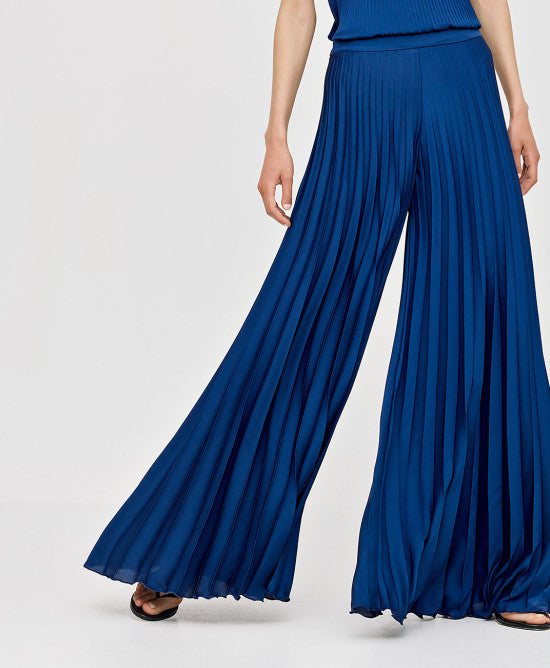 Access Fashion High Waist Wide Leg Pleated Pants - Blue