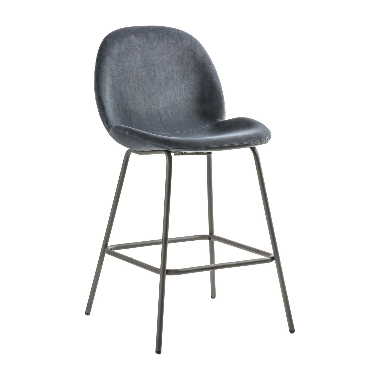 Dark Grey Velvet Bar Stool with Black Legs (2pk)