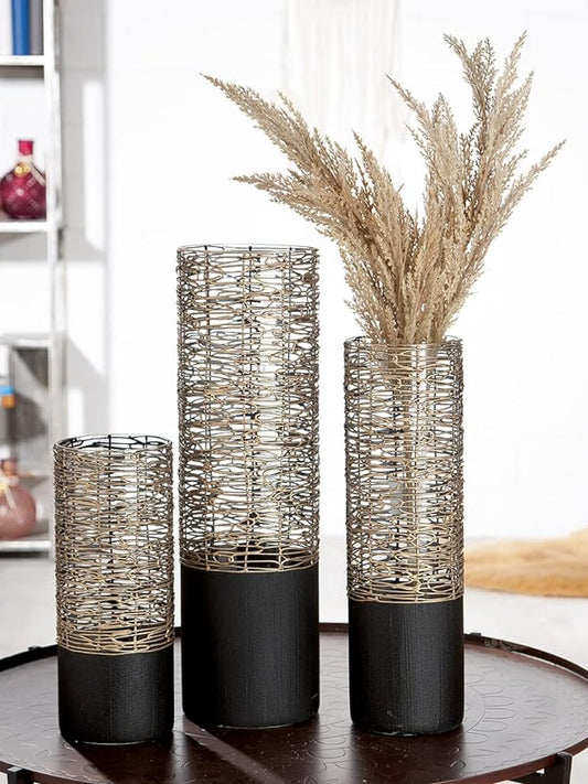 Mayfair Glass & Gold Metalwork Vase/Candle Holder - 3 sizes