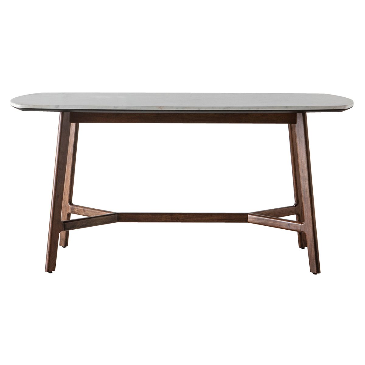Marello Rectangular Walnut Stained Solid Acacia Dining Table with Marble Top