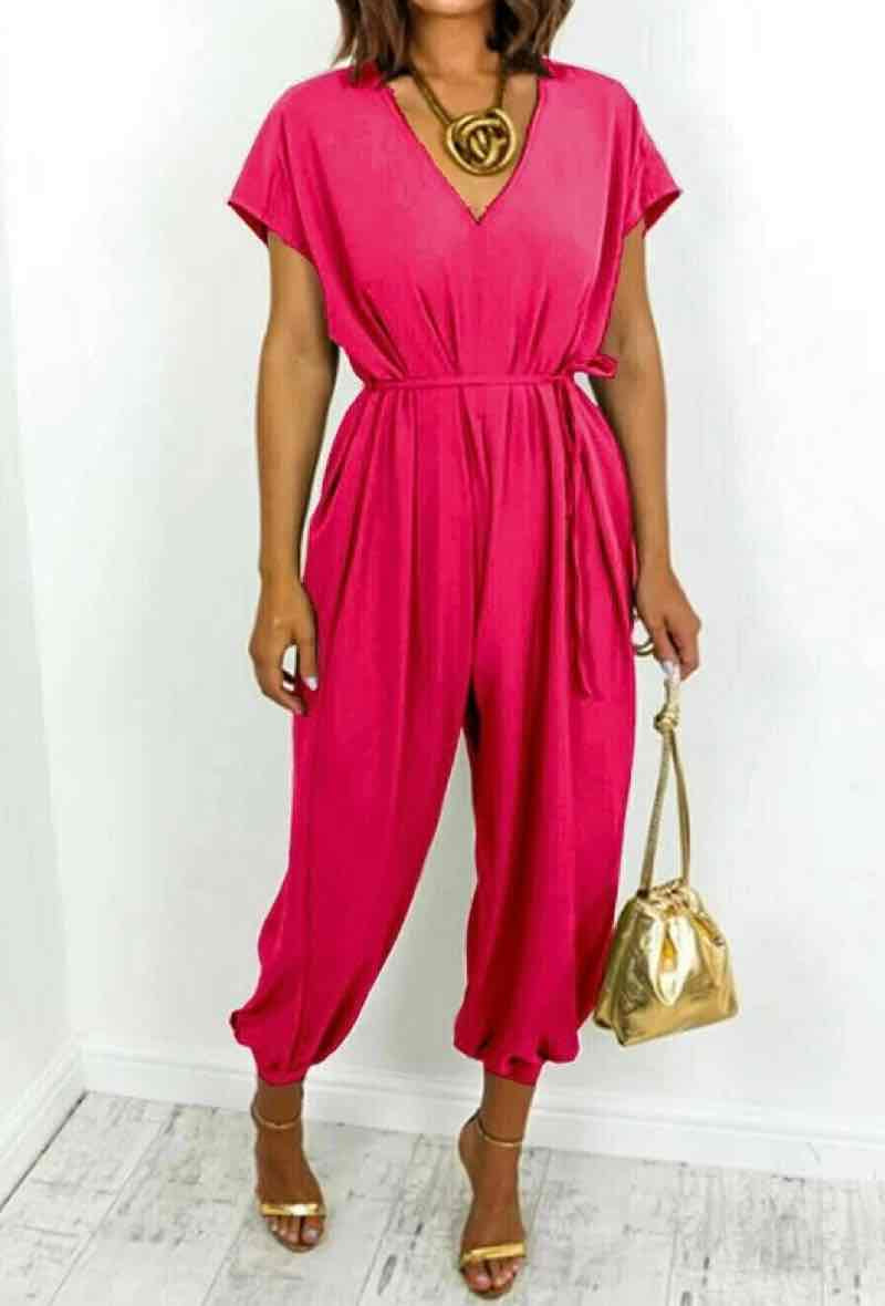 Made In Italy Fluid Jumpsuit with Elasticated Cuff Bottom
