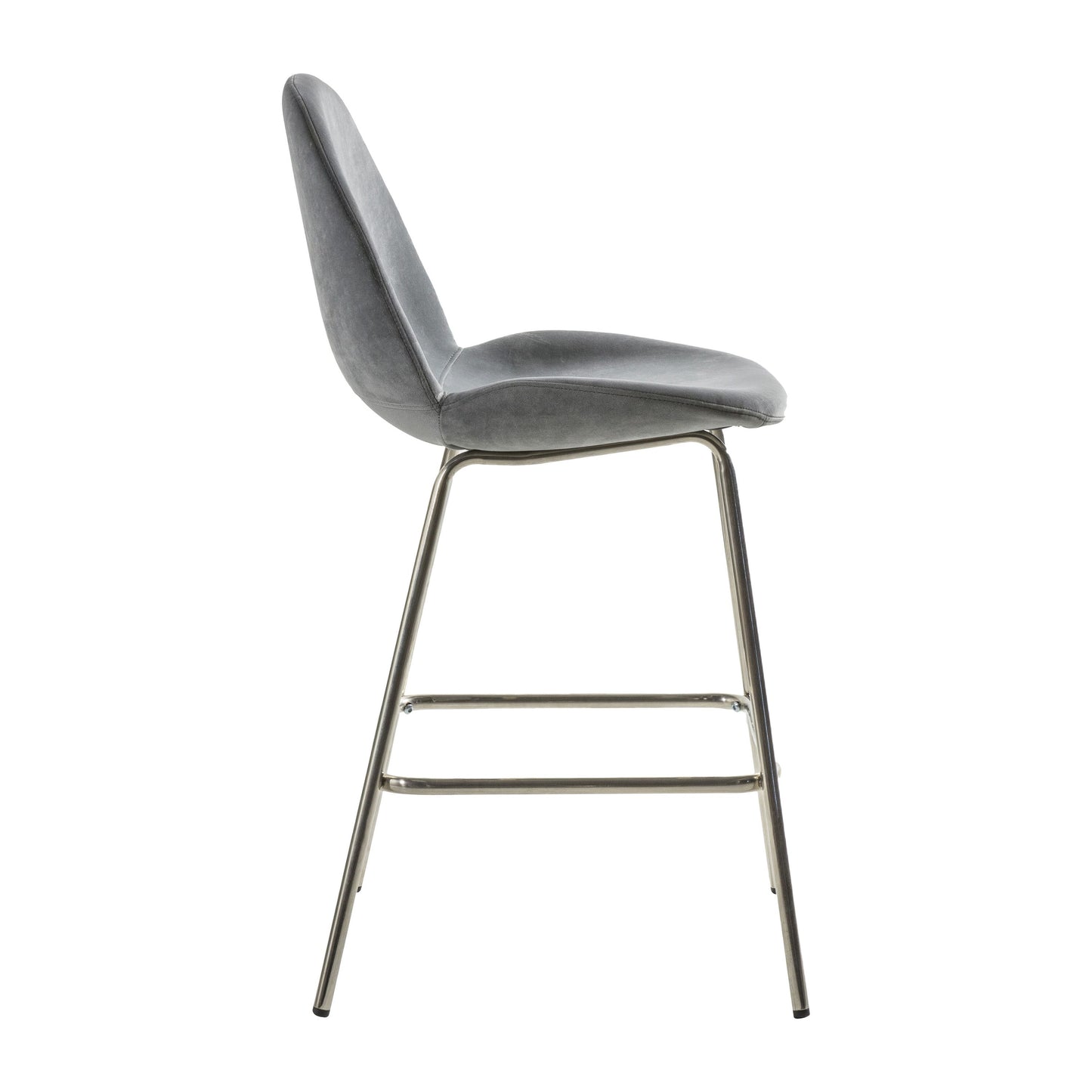 Light Grey Velvet Bar Stool with Chrome Legs (2pk)