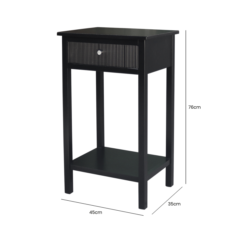 Ashton Black Wood Side/End Table - Gold & Silver Handles Included