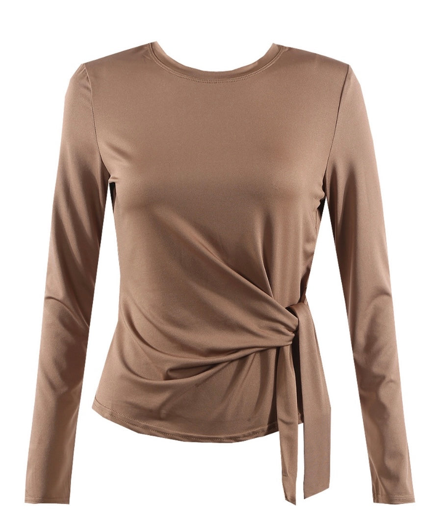 Long Sleeve Side Tie Top