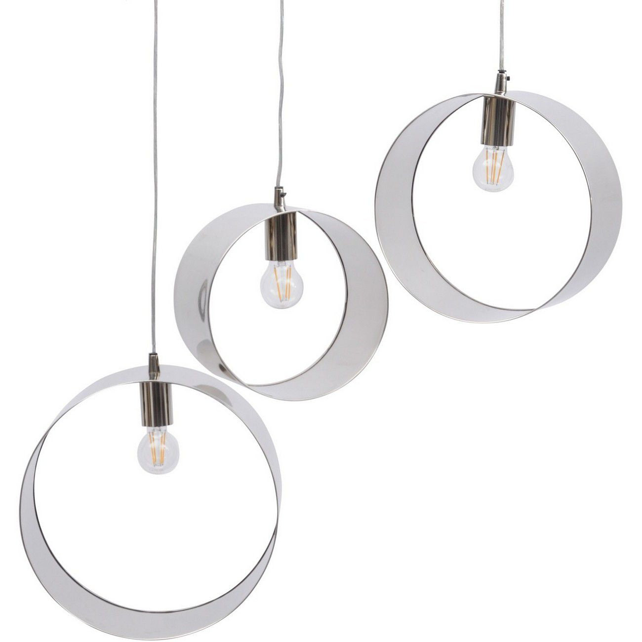 Libra Set Of 3 Silver Ring Pendants E27 60W 3