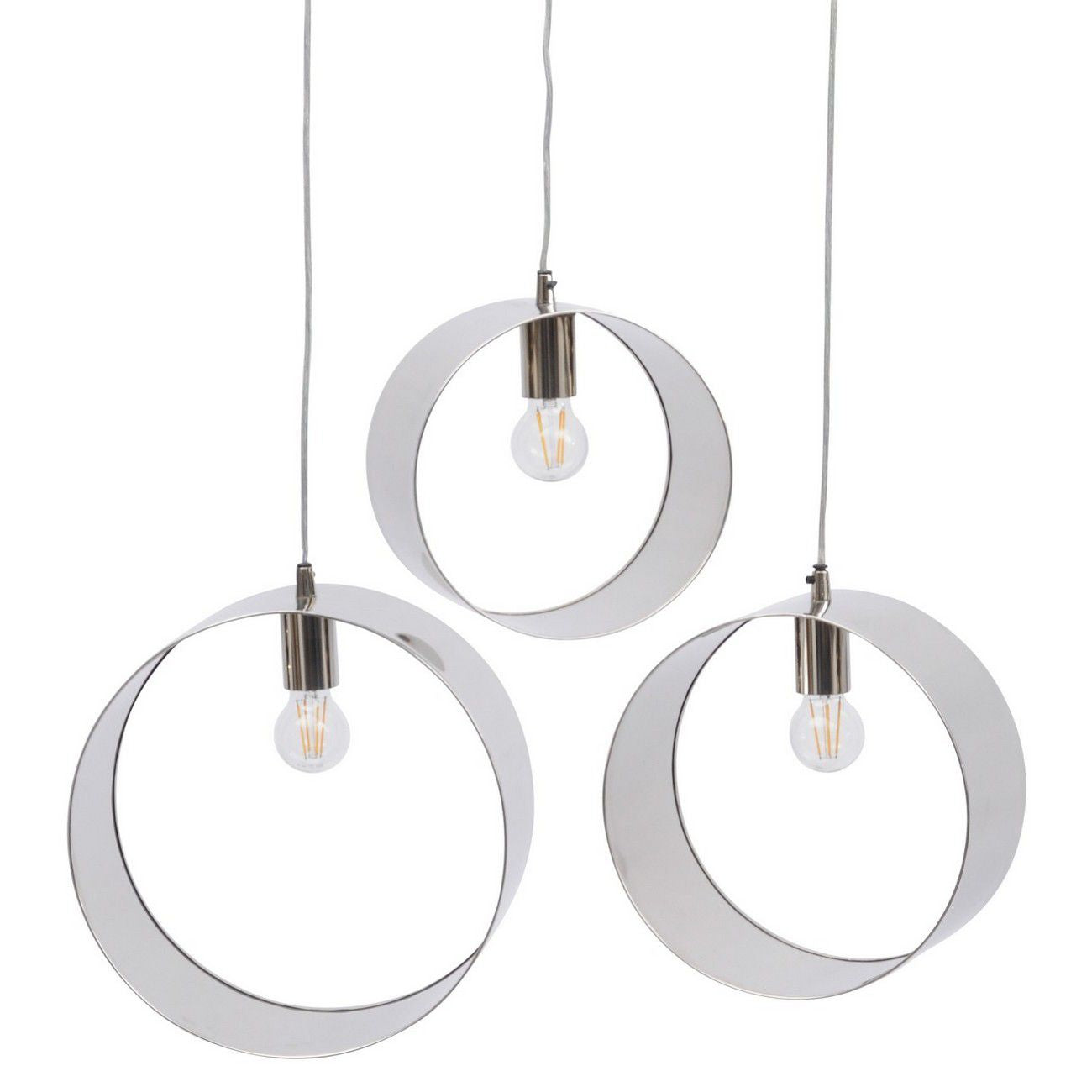 Libra Set Of 3 Silver Ring Pendants E27 60W 3