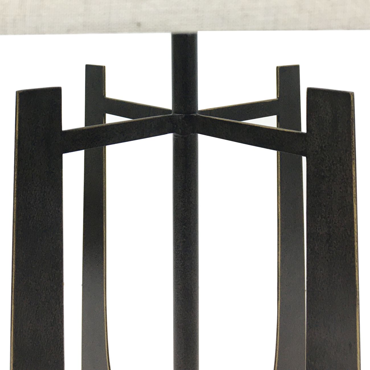 Libra Hammered Iron Table Lamp Gilded Oak with Irish Linen Shade