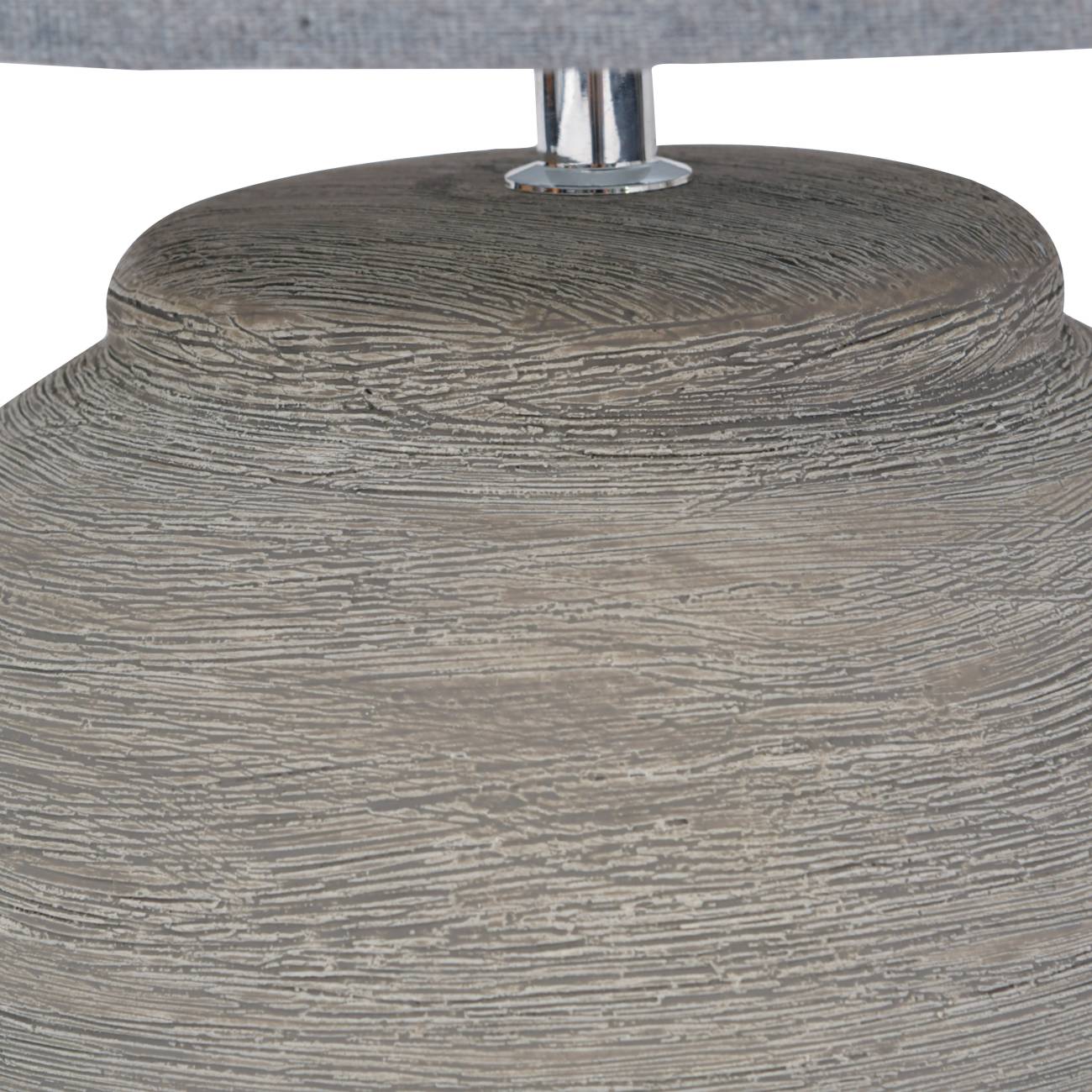 Baslow Etched Grey Large Ceramic Lamp with Shade - 38 x 38 x 57.5