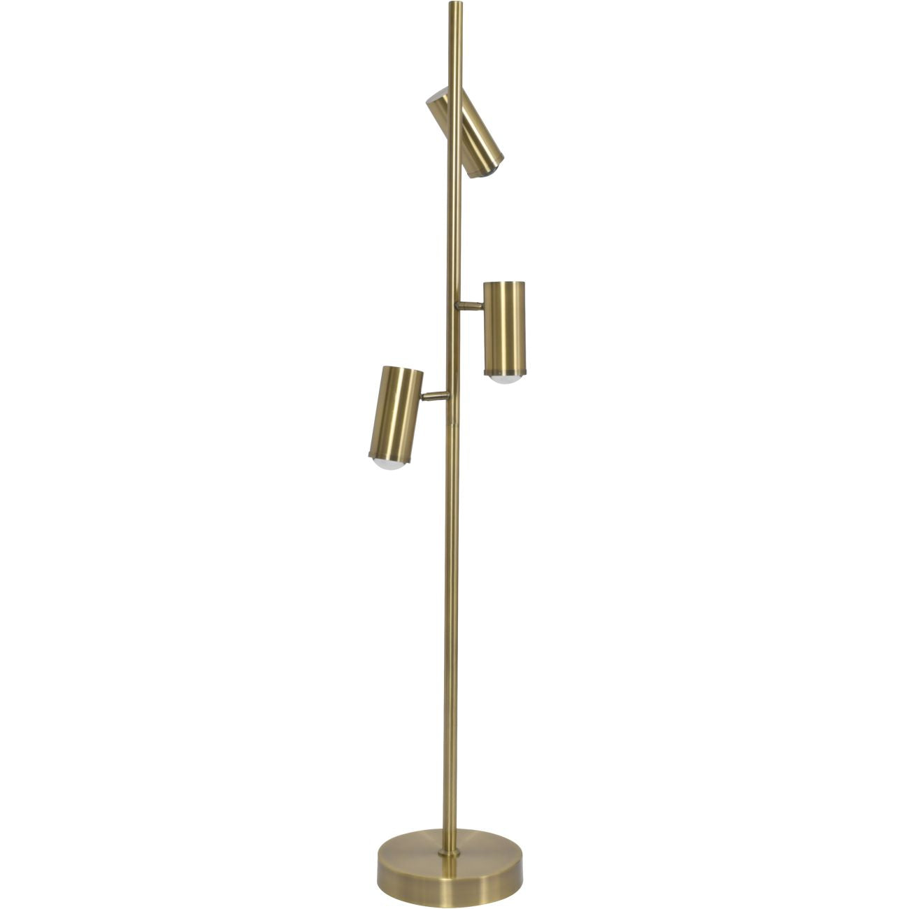 Brushed Brass Triple Spotlight Floor Lamp G9 20W