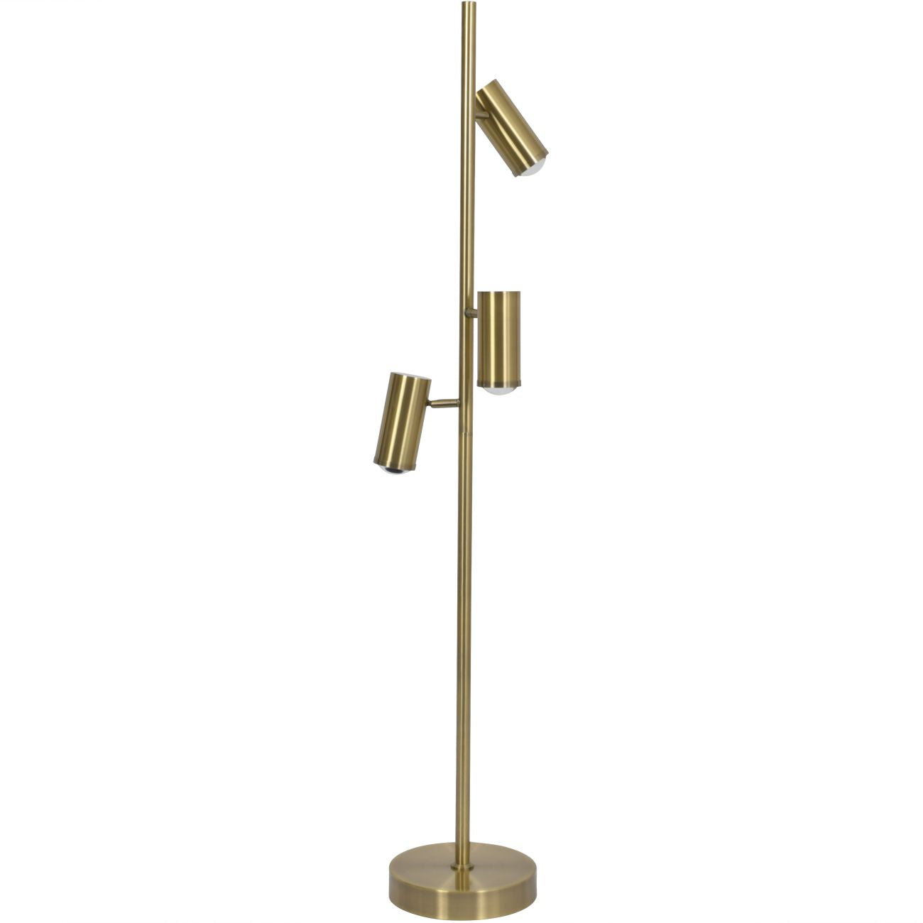 Brushed Brass Triple Spotlight Floor Lamp G9 20W