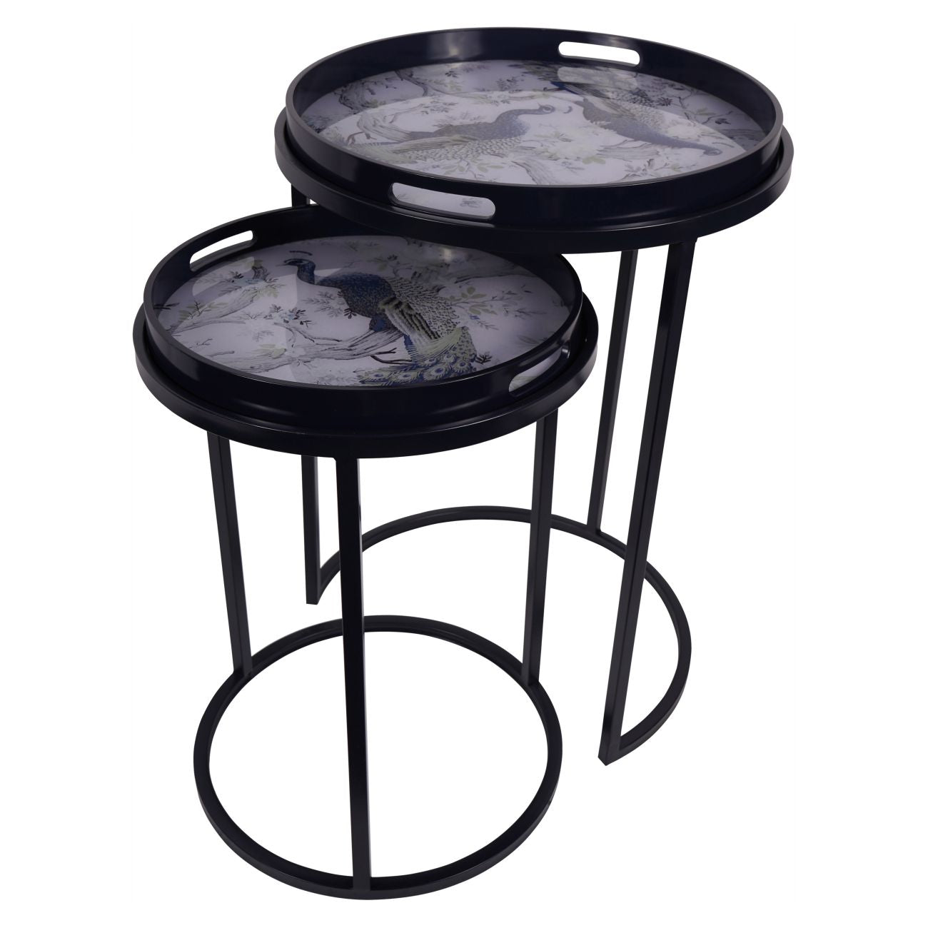 Laura Ashley Belvedere Peacock Print Set Of 2 Side Tables