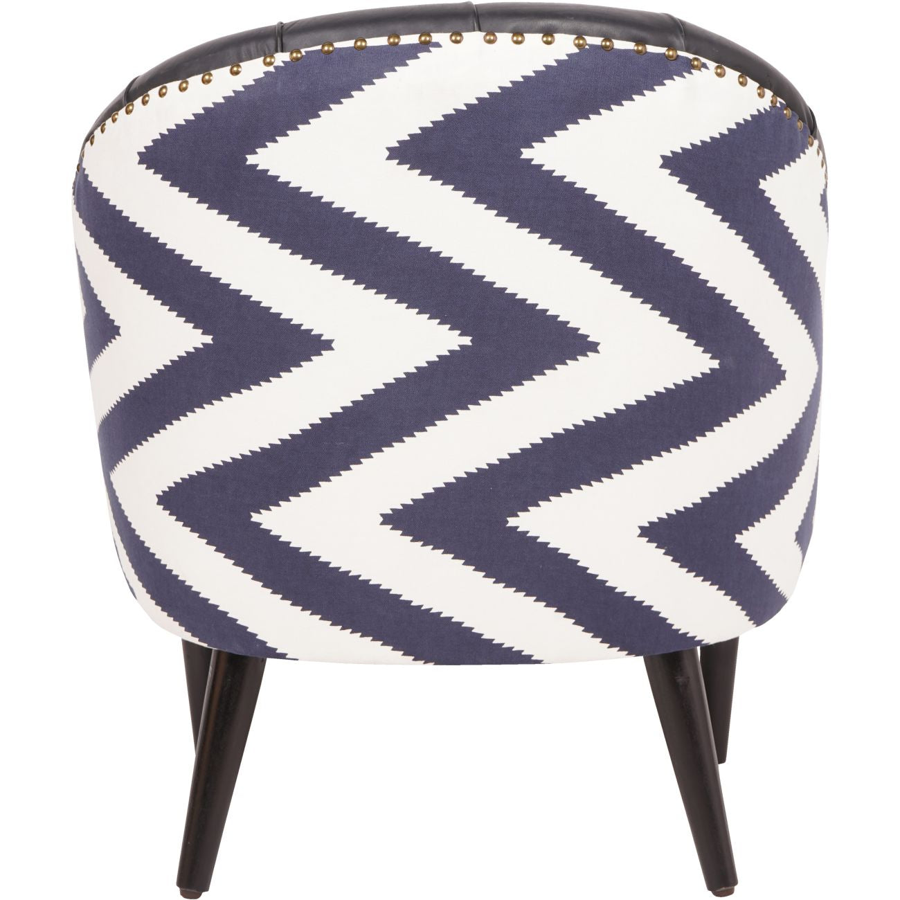 Admiral Occasional Chair with Leather Front & Contrasting Fabric Back - Black/Navy/White