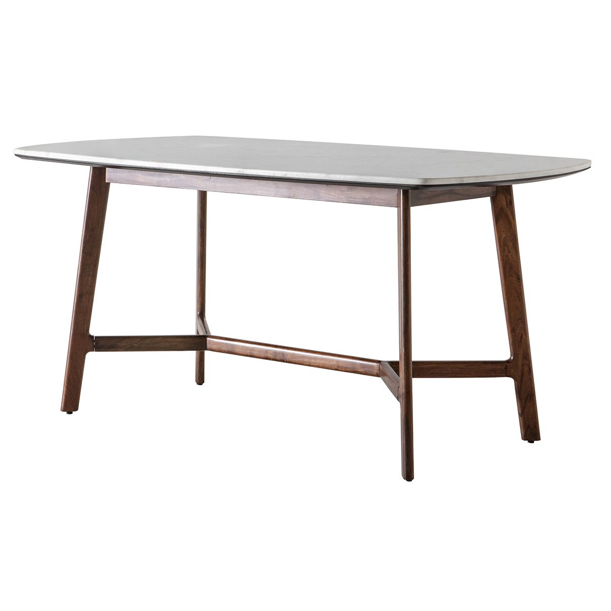 Marello Rectangular Walnut Stained Solid Acacia Dining Table with Marble Top