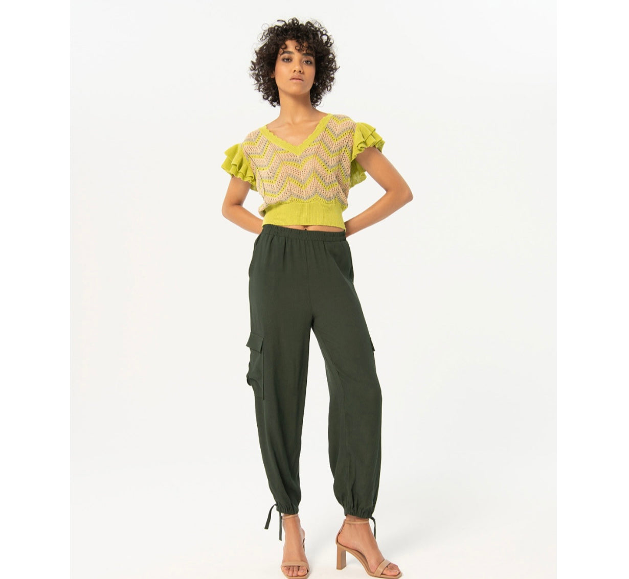 Surkana Tisa Crepe Eco Cargo Trousers with Tie Bottom - 2 Colours