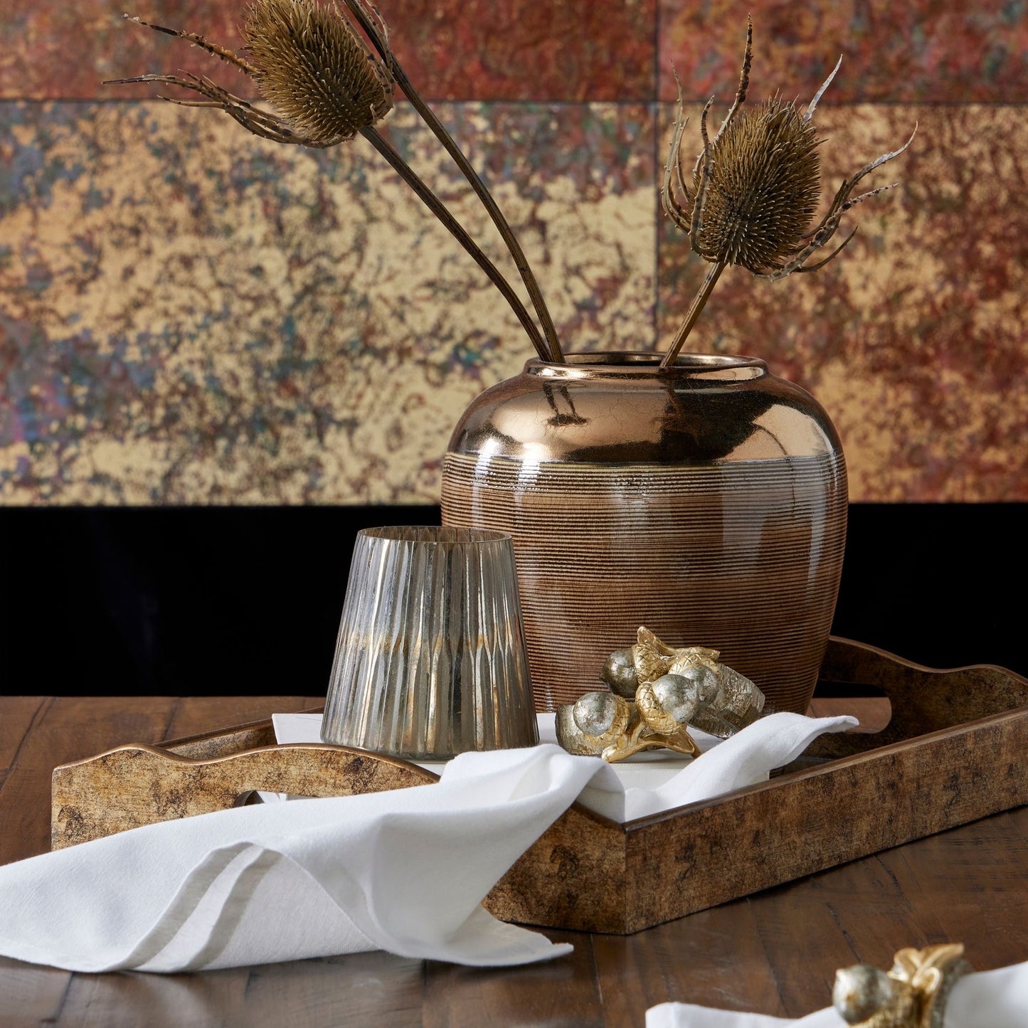 Augustus Large Gold Marbled Mirror Tray