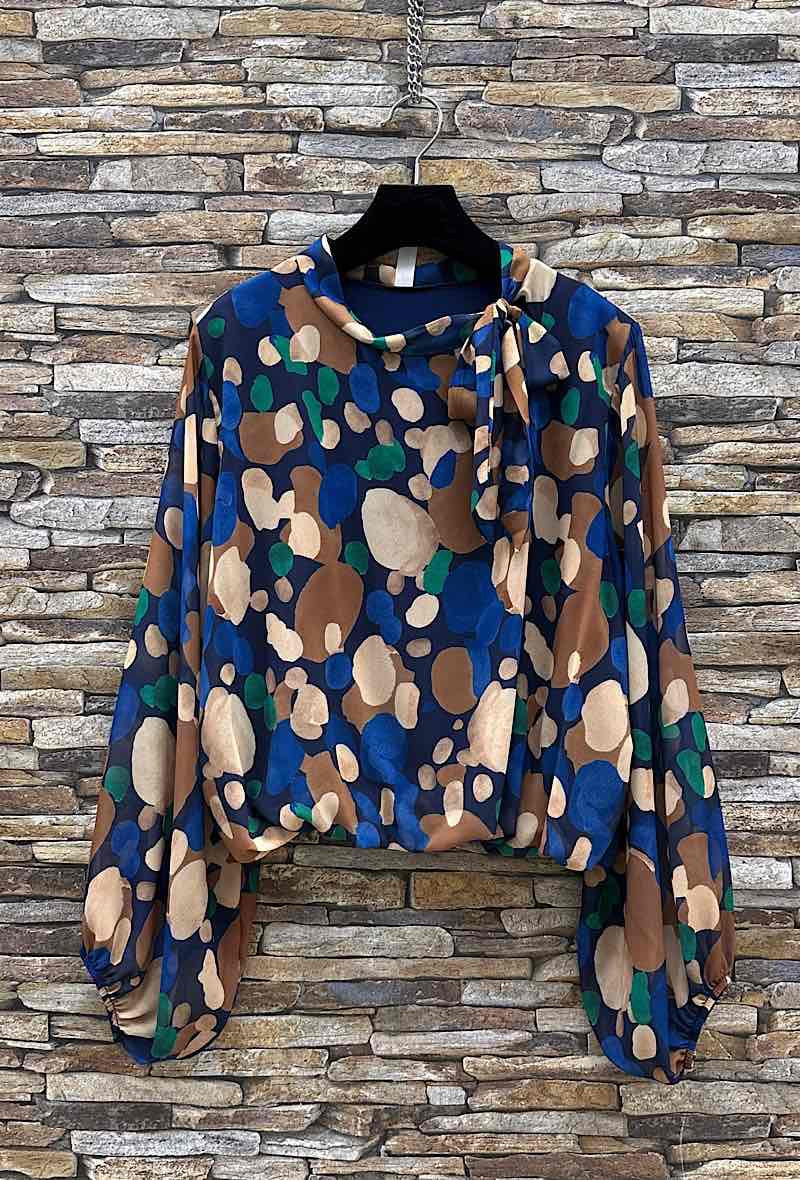 Made in Italy Circle Print Chiffon Top