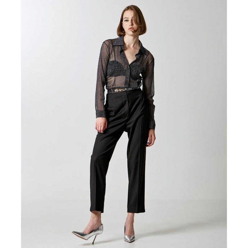 Access Fashion Black Lurex Metallic Thread Shimmer Blouse