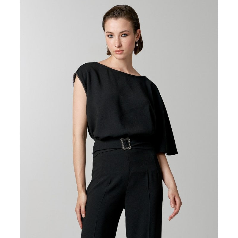Access Fashion Asymetric Diamanté Sleeve Blouse