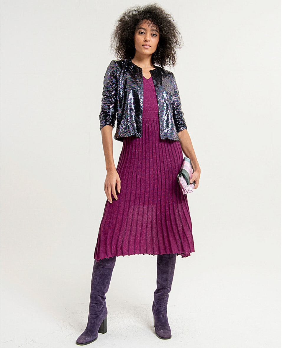 Surkana Lurex Crossover Style Pleated Dress