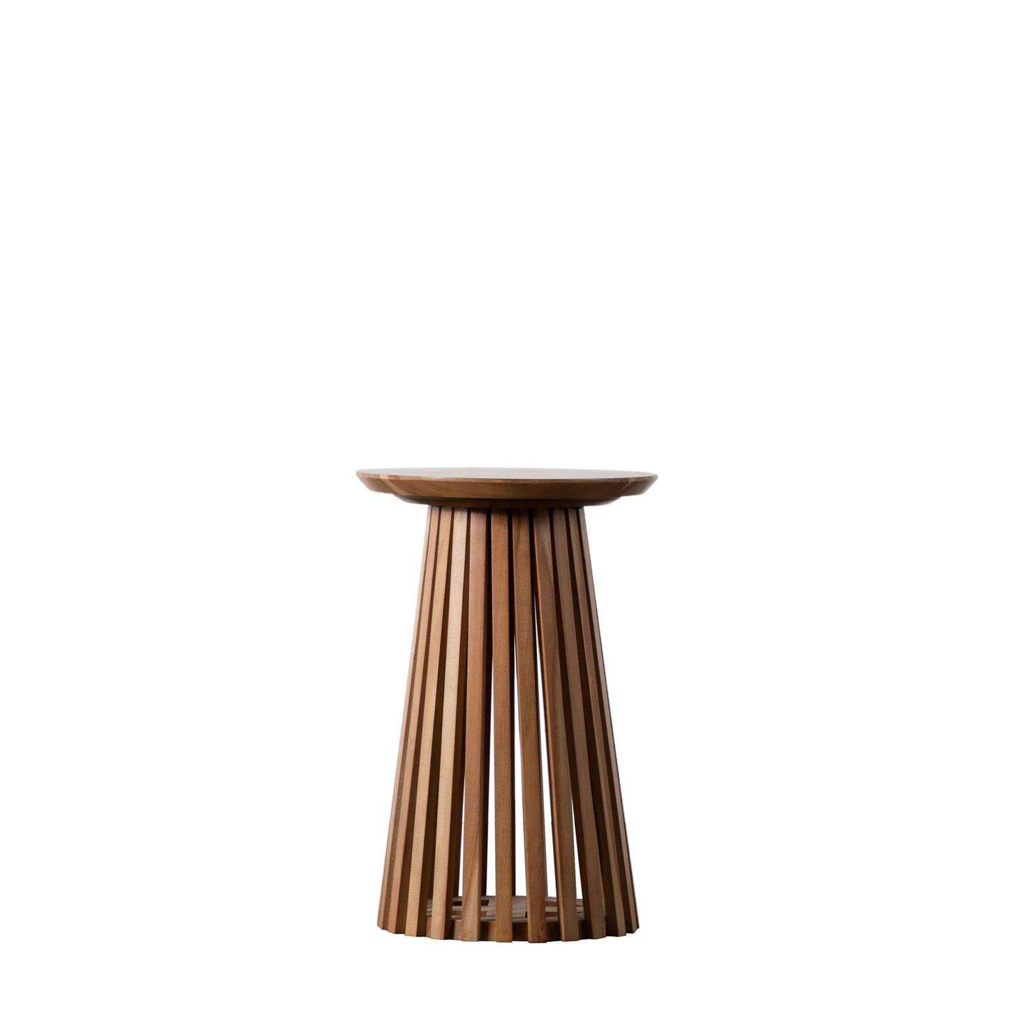 Safia Round Slatted Conical Base Side Table
