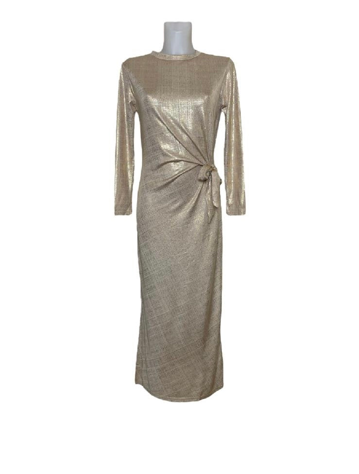 Gold Shimmer Midaxi with Side Tie
