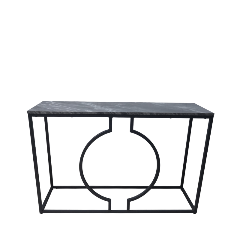 Black Metal Console Table with Marble effect Top