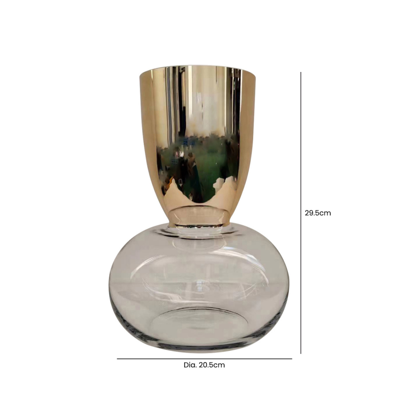 Gold & Clear Base Glass Vase - 3 Size Options