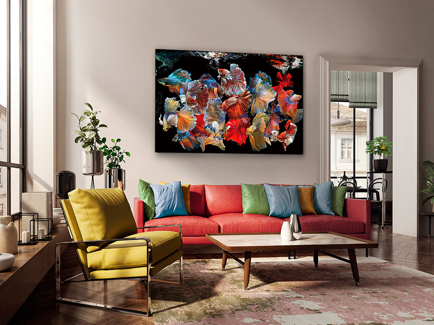 Signature Collection - Rainbow Fish - Printed Tempered Glass Wall Art - 150 x 100cm